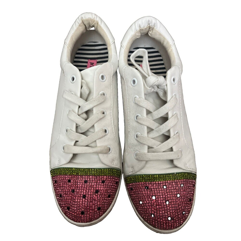 Betsey Johnson White Melon Embellished Sneaker Sz 10 Limited Edition Watermelon